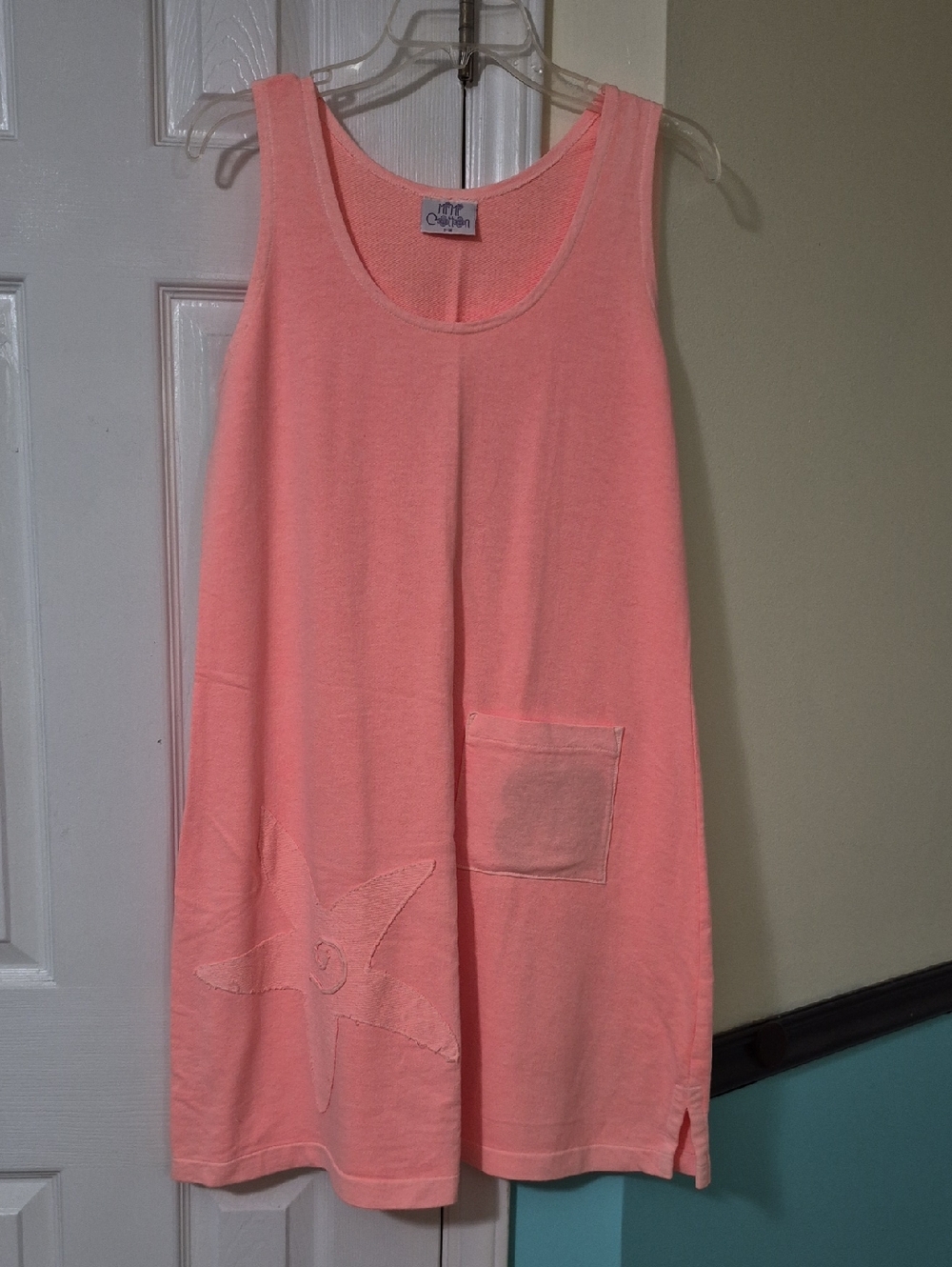 Mimi Cotton Neon Coral Tank Top - S/M
